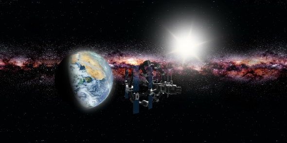 International Space Station Orbiting Earth in Virtual Reality alt