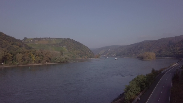 Flight Over Rhine Valley Near Bacharach.