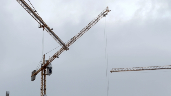 Construction Crane Working Tower Building