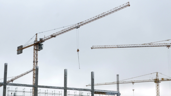 Construction Crane Working Tower Building