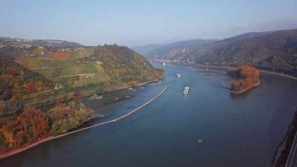 Flight Over Rhine Valley Near Bacharach