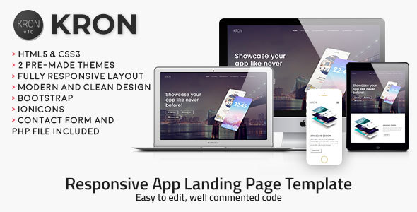 Kron | Responsywny szablon strony docelowej aplikacji HTML / CSS