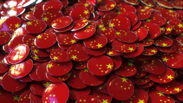 Pile of Badges Featuring Flags of China alt