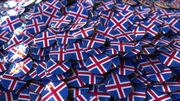Pile of Badges Featuring Flags of Iceland alt