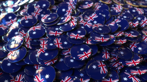 Pile of Badges Featuring Flags of Australia alt