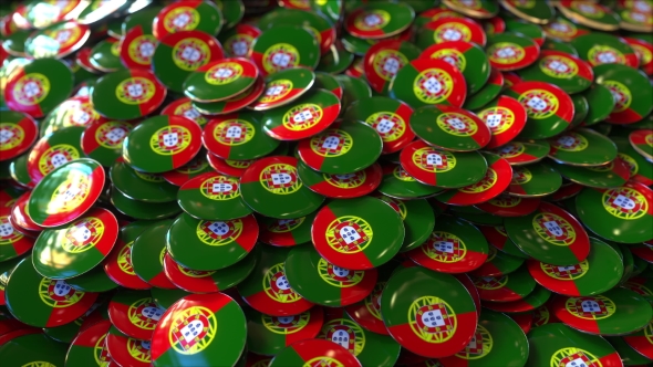 Pile of Badges Featuring Flags of Portugal alt