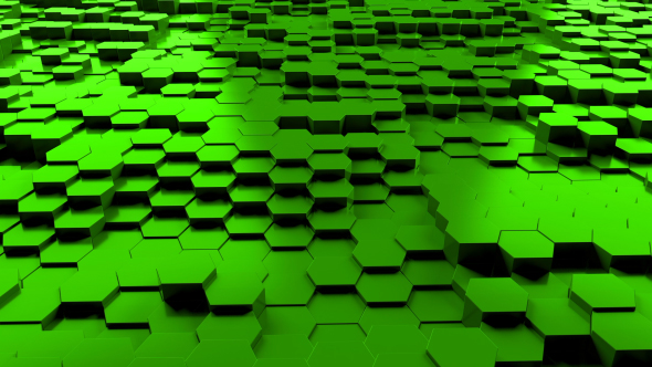 Green Hexagon Background Random Motion Loop