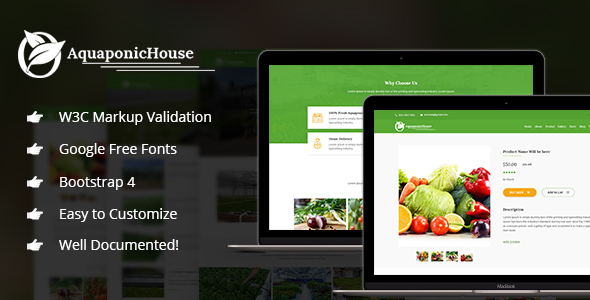 Aquaponic House Bootstrap Template