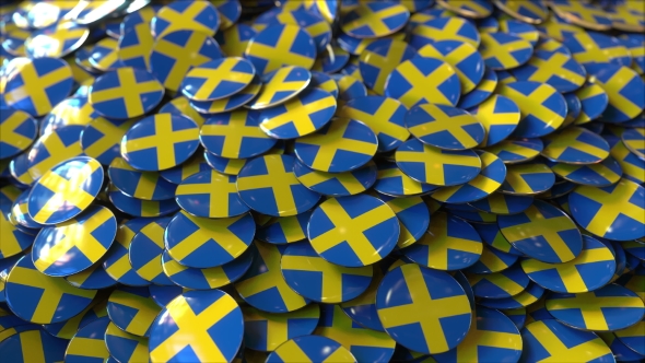 Pile of Badges Featuring Flags of Sweden alt