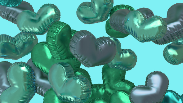 Heart Shaped Baloons Transition Footage Gamma Green