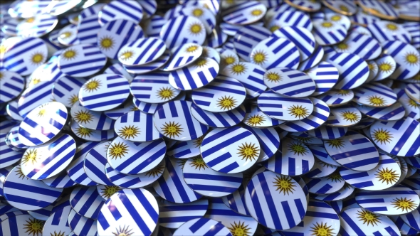 Pile of Badges Featuring Flags of Uruguay alt