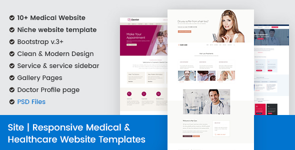 Responsive Medical & Healthcare Clinic Doctor Website Templates - Site