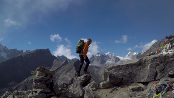 The Guy Is Traveling in the Himalayan Mountains