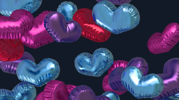 Heart Shaped Baloons Transition Footage Pink Blue Colors