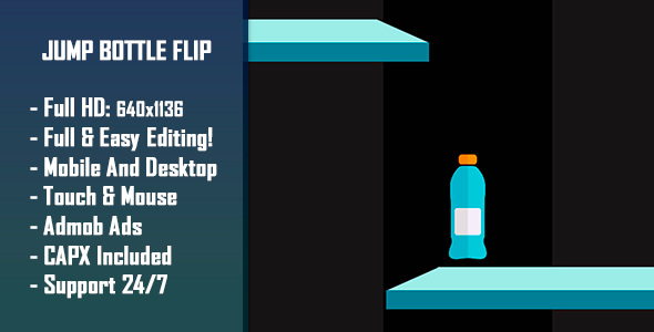 Jump Bottle Flip - gra HTML5 + wersja mobilna! (Construct-2 CAPX)