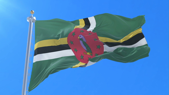 Flag of Dominica Waving