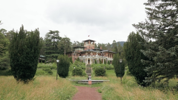 Girl Looking at Romanov King Palace - Borjomi, Georgia