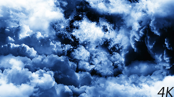 Flying Through Abstract Dark Clouds to the Big Moon