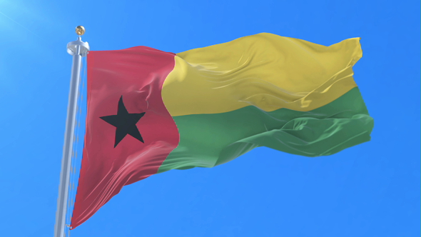 Flag of Guinea Bissau Waving