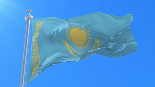 Flag of Kazakhstan Waving