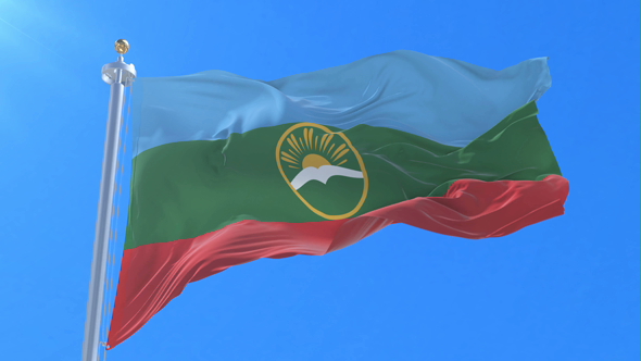 Flag of Karachay Cherkessia Waving