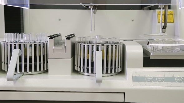Laboratory Machine for Analysis of Urinalysis Test Tubes