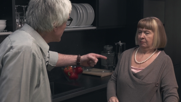 Senior Couple Quarreling in the Kitchen