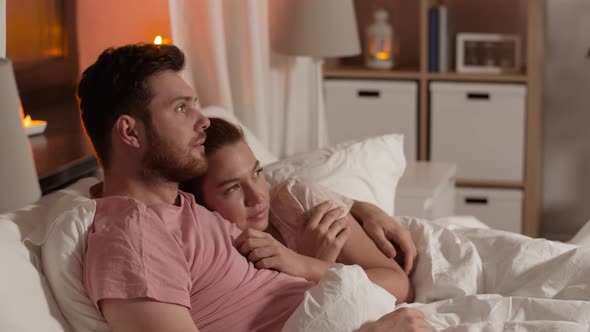 Couple Watching Horror on Tv in Bed at Night 37