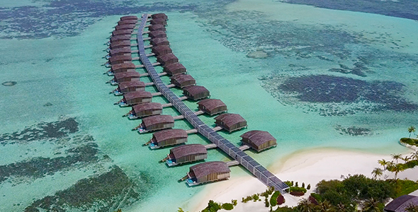 Aerial of Luxurious Overwater Resort