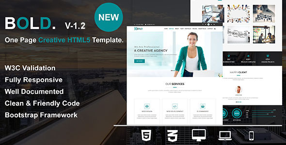 Bold - One Page Creative HTML5 Responsive Business Template ( v - 1.2 )