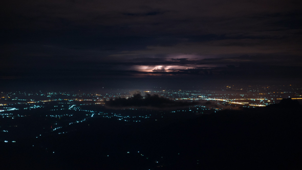 City Lights With Thunder Lightning