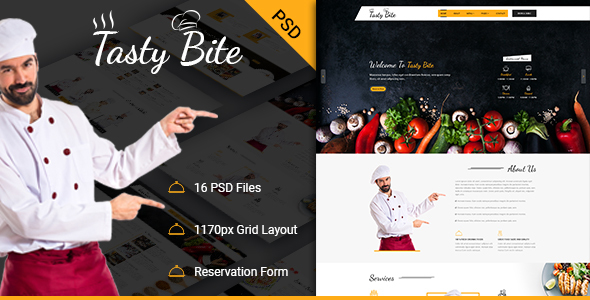 TASTYBITE Food Restaurant PSD Template