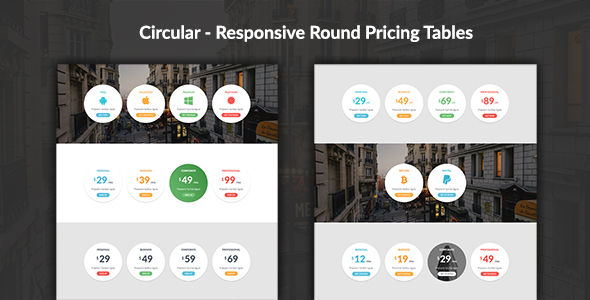 Okrągłe - responsywne okrągłe tabele cenowe