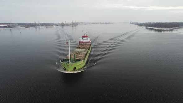 Cargo ship on the river