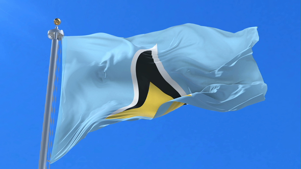 Flag of Saint Lucia Waving