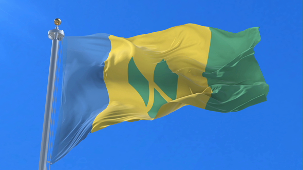 Flag of Saint Vincent and the Grenadines Waving