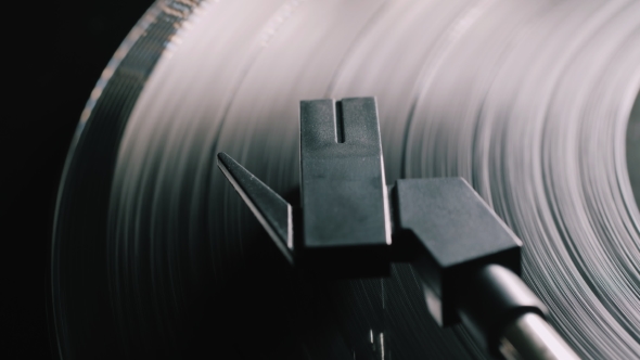 Turntable Player,dropping Stylus Needle on Vinyl Record Playing.