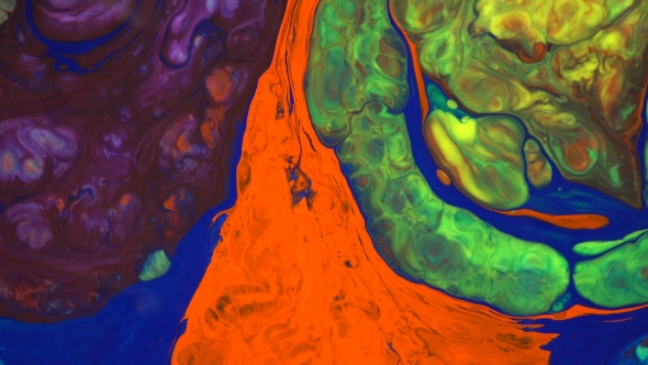 Ink in Water. Colour Ink Reacting in Water Creating Abstract Background.