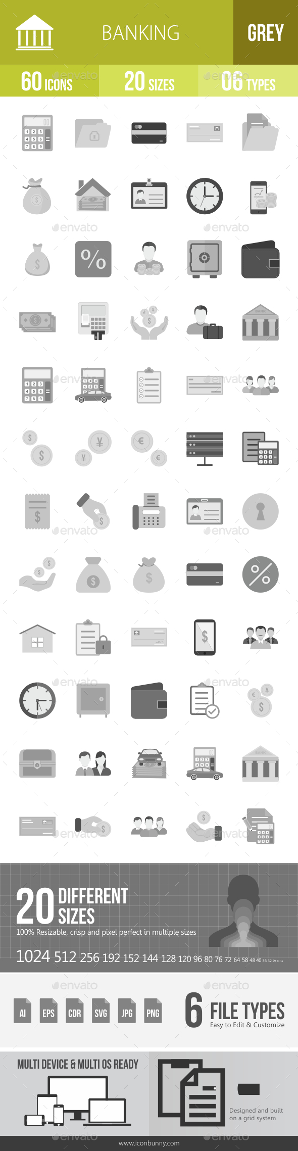 60 Banking Grey Scale Icons