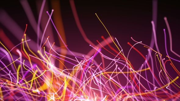 Abstract Rotation of Colorful Curved Lines of Fiber-optic Wires