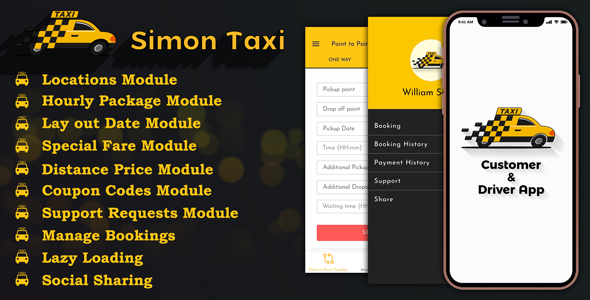 SimonTaxi - Taxi Booking aplikacja mobilna na Androida i IOS