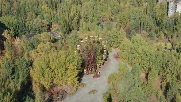 Aerial View of Abandoned Ferris Wheel in Pripyat