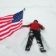 Man Is Waving US Flag Lies in the Snow - VideoHive Item for Sale