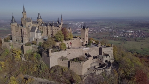 Flight Around Hohenzollern Castle, Germany.