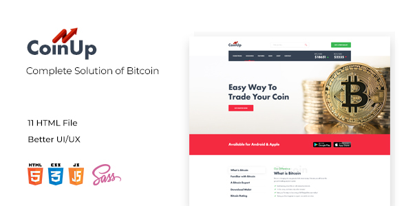 Coinup Compleate Solution of Bitcolin HTML and Sass Template