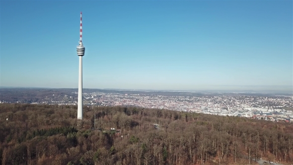 Aerial View of the TV Tower and the City of Stuttgart