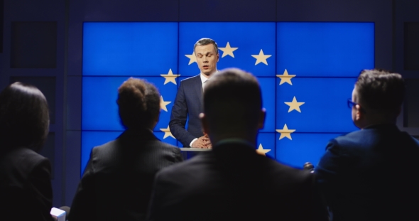 Spokesman of EU Granting Interview on Conference