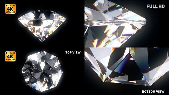 Diamond Film 4K 3 Views Seamless Loop with Alpha