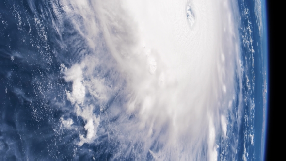 Planet Earth Seen From the ISS. The Hurricane Storm Over the Ocean., Satellite View alt