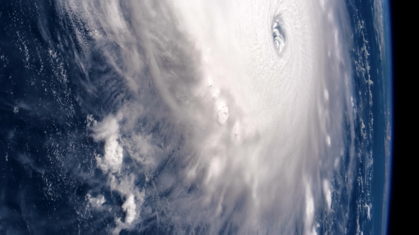 Planet Earth Seen From the ISS. The Hurricane Storm Over the Ocean., Satellite View. alt